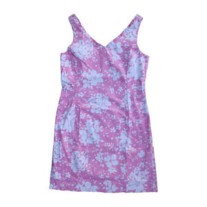 Jones New York Pink Floral Dress Fitted Shift Cottagecore Botanical Summer Sz 12